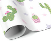 Niedliches Kaktus-Farbpapier und Weißpapier Geschenkpapier (Rolleneckpunkt)