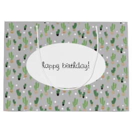 Niedliches Kaktus Muster Mit Monogramm Große Geschenktüte