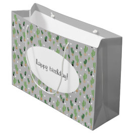 Niedliches Kaktus Muster Mit Monogramm Große Geschenktüte