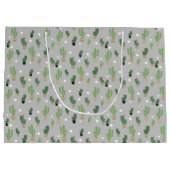 Niedliches Kaktus Muster Mit Monogramm Große Geschenktüte (Rückseite)
