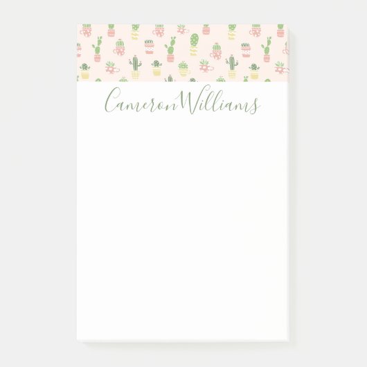 Niedliches Kaktus-Muster Post-it Klebezettel (Vorderseite)
