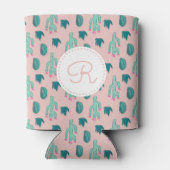 Niedliches Kaktus Zeichnend Muster | Monogramm Dosenkühler (Rückseite)