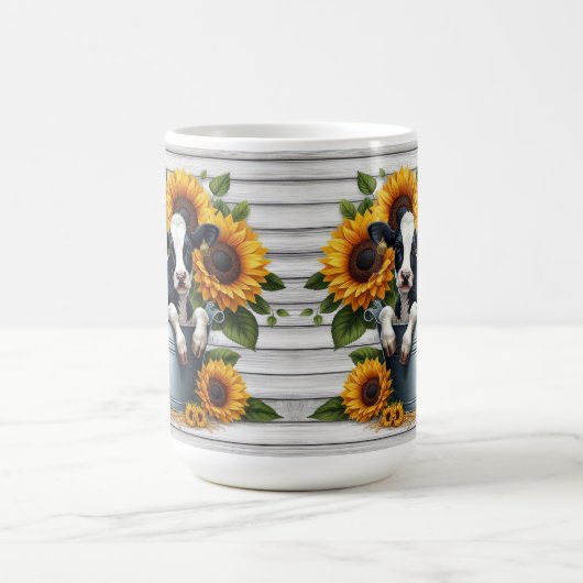 Niedliches Kalb in Metalleimer mit kräftigen Sonne Kaffeetasse (Mittel)