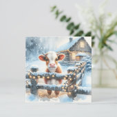 Niedliches Kalb Personalisierte Landwirtschaft Wei Feiertagskarte (Stehend Vorderseite)