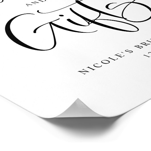 Niedliches kalligrafisches Brautparty Karten und G Poster (Ecke)