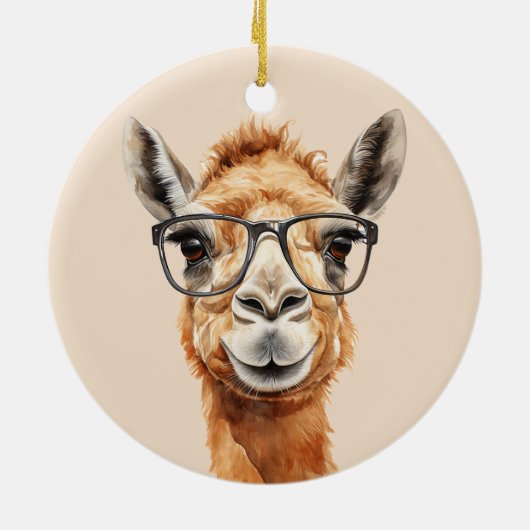 Niedliches Kamel mit Brille Keramik Ornament (Hinten)