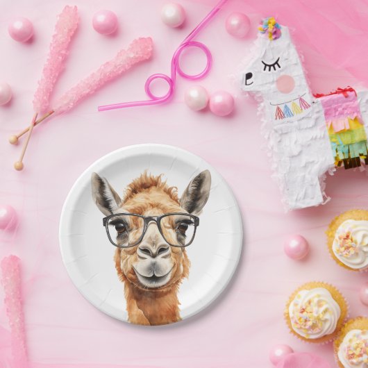 Niedliches Kamel mit Brille Pappteller (Party)