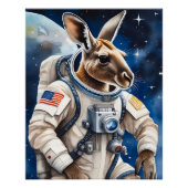 Niedliches Kangaroo im Astronauten Anzug im Weltra Poster (Vorderseite)