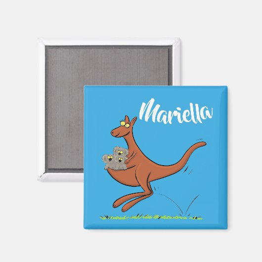Niedliches Kangaroo mit Koalas-Cartoon-Magnet Magnet (Vorderseite/Rückseite)