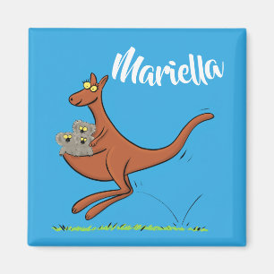 Niedliches Kangaroo mit Koalas-Cartoon-Magnet Magnet