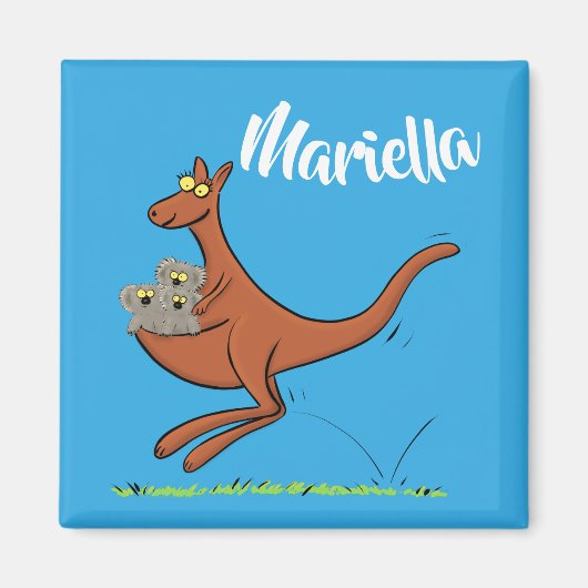 Niedliches Kangaroo mit Koalas-Cartoon-Magnet Magnet (Vorne)
