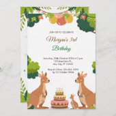 Niedliches Kangaroo Party Geburtstagseinladung Einladung (Vorne/Hinten)