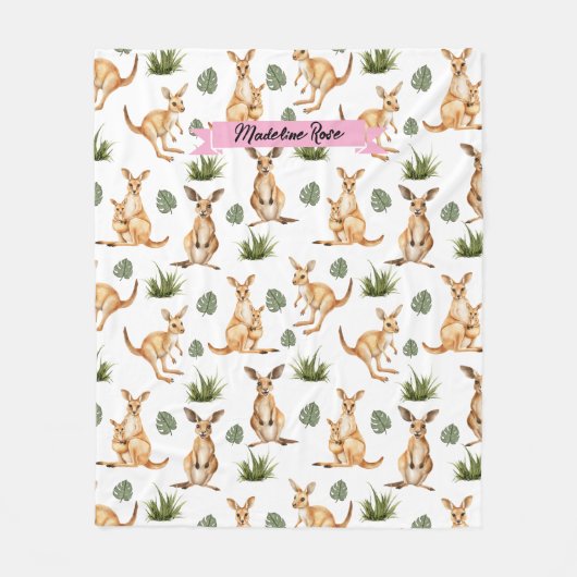 Niedliches Kangaroo Print Animal Lovers Wallaby Wi Fleecedecke (Vorderseite)