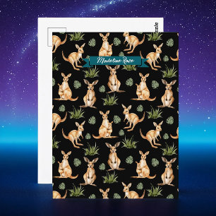 Niedliches Kangaroo Print Animal Lovers Wallaby Wi Postkarte