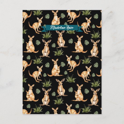 Niedliches Kangaroo Print Animal Lovers Wallaby Wi Postkarte (Vorderseite)
