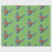 Niedliches Känguru mit koalas-Cartoon-grünem Muste Geschenkpapier (Flach)