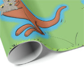 Niedliches Känguru mit koalas-Cartoon-grünem Muste Geschenkpapier (Rolleneckpunkt)