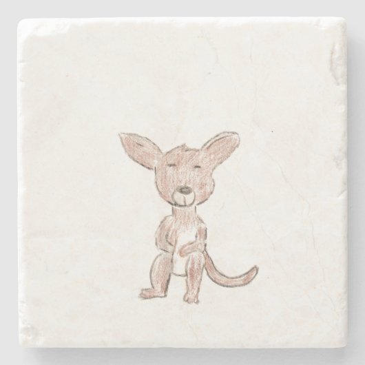 Niedliches Känguru Steinuntersetzer (Vorderseite)