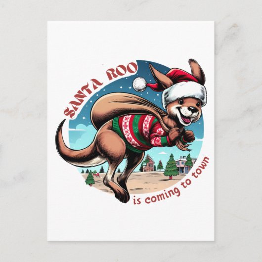 Niedliches Känguru wünscht Ihnen frohe Weihnachten Postkarte (Vorderseite)