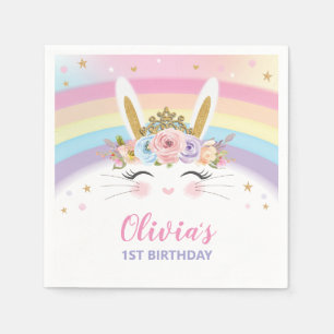 Niedliches Kaninchen 1. Geburtstag Party Serviette