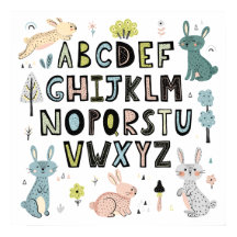 Niedliches Kaninchen ABC Alphabet Briefe Erziehung