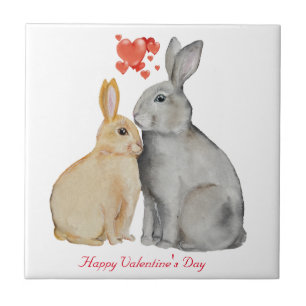 Niedliches Kaninchen am Valentinstag Fliese