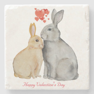 Niedliches Kaninchen am Valentinstag Steinuntersetzer