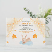 Niedliches Kaninchen Aquarell Baby Erstgeburt Einladung (Stehend Vorderseite)