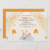 Niedliches Kaninchen Aquarell Baby Erstgeburt Einladung (Vorne/Hinten)