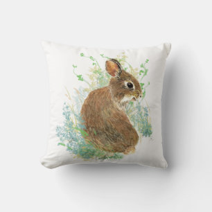 Niedliches Kaninchen, Aquarellnatur, Wildtiere Kissen