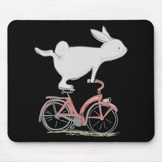 Niedliches Kaninchen auf dem Bike Radfahren Mousepad (Vorne)
