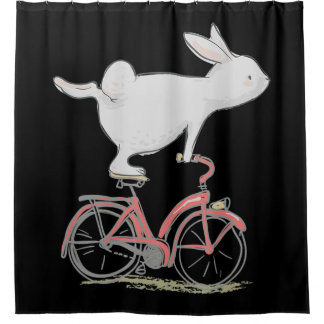 Niedliches Kaninchen auf dem Fahrrad Fahrrad Duschvorhang