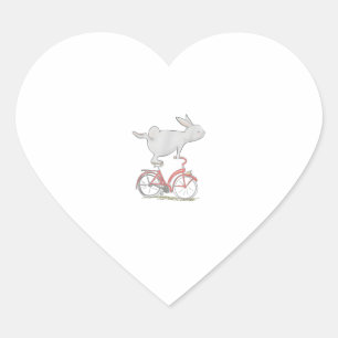 Niedliches Kaninchen auf dem Fahrrad _ Fahrrad _ F Herz-Aufkleber