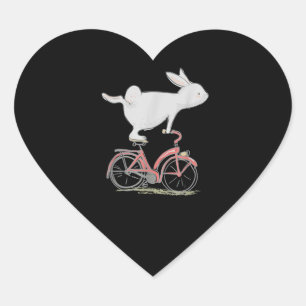 Niedliches Kaninchen auf dem Fahrrad Fahrrad Herz-Aufkleber