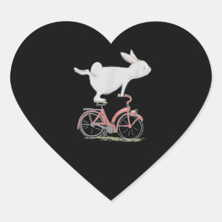 Niedliches Kaninchen auf dem Fahrrad Fahrrad Herz-Aufkleber