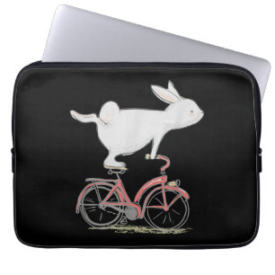 Niedliches Kaninchen auf dem Fahrrad Fahrrad Laptopschutzhülle