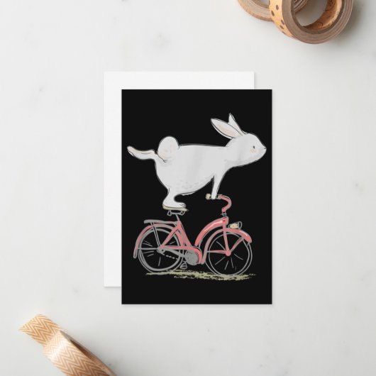 Niedliches Kaninchen auf dem Fahrrad Fahrrad Mitteilungskarte (Vorderseite/Rückseite Beispiel)