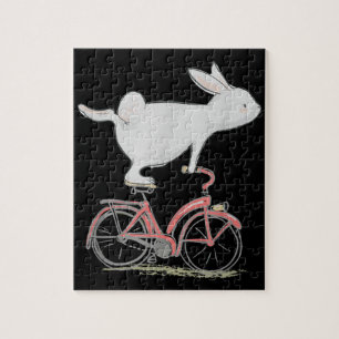 Niedliches Kaninchen auf dem Fahrrad Fahrrad Puzzle