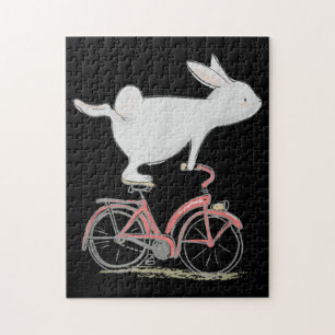 Niedliches Kaninchen auf dem Fahrrad Fahrrad Puzzle