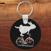 Niedliches Kaninchen auf dem Fahrrad Fahrrad Schlüsselanhänger (Vorderseite)