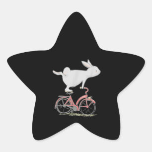 Niedliches Kaninchen auf dem Fahrrad Fahrrad Stern-Aufkleber