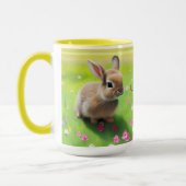 Niedliches Kaninchen auf einer Blume-Wiese Tasse (Links)