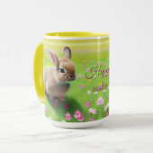 Niedliches Kaninchen auf einer Blume-Wiese Tasse (Vorderseite Links)