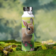 Niedliches Kaninchen auf einer Blume-Wiese