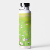 Niedliches Kaninchen auf einer Blume-Wiese Trinkflasche (Rechts)