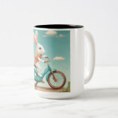 "Niedliches Kaninchen auf Fahrrad-Tasse" Zweifarbige Tasse (VorderseiteRechts)