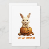 Niedliches Kaninchen auf Pumpkin - Adventure Autum Einladung (Vorne/Hinten)