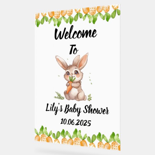 Niedliches Kaninchen Babyduschzeichen Acrylschild (Winkel)