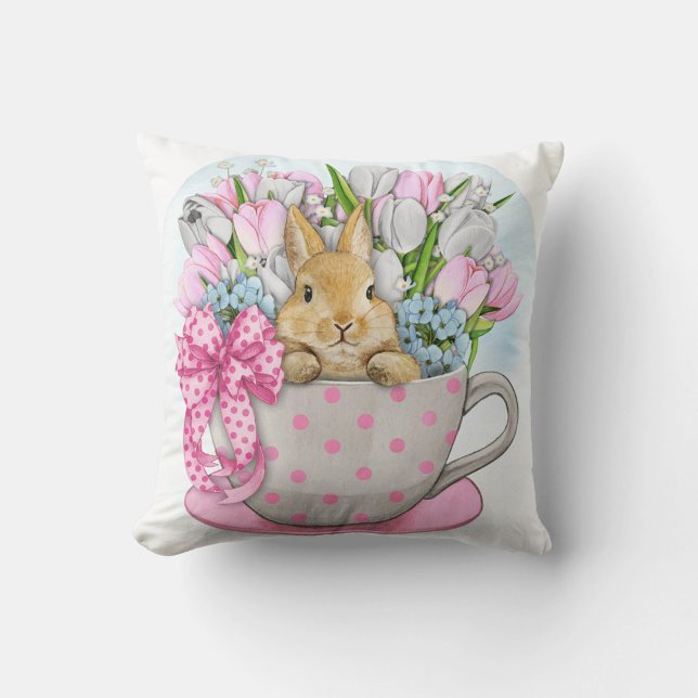 Niedliches Kaninchen Blume Pot Kissen (Easter Sunday Throw Pillow!)