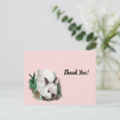 Niedliches Kaninchen Blush Pink Babydusche Danke Postkarte (Stehend Vorderseite)
